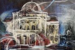 Nr. 734, Grazer-Oper,  Sgraffito-Malerei-Acryl auf Leinwand, 50x70 cm