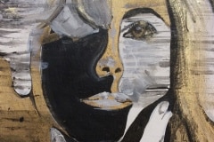 Nr. 757, Acryl / Öl auf Büttenpapier mit Gold Schlagmetall, 17 x 24 cm