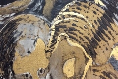 Nr. 754, Acryl / Öl  auf Büttenpapier mit Gold Schlagmetall, 17 x 24 cm