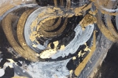 Nr. 755, Acryl / Öl  auf Büttenpapier mit Gold Schlagmetall, 17 x 24 cm