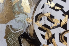 Nr. 762, Acryl / Öl auf Büttenpapier mit Gold Schlagmetall, 17 x 24 cm
