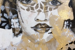 Nr. 763, Acryl / Öl auf Büttenpapier mit Gold Schlagmetall, 17 x 24 cm