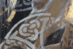 Nr. 760, Acryl / Öl auf Büttenpapier mit Gold Schlagmetall, 17 x 24 cm