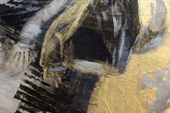 Nr. 777, Acryl / Öl auf Büttenpapier mit Gold Schlagmetall, 17 x 24 cm