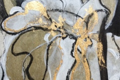 Nr. 778, Acryl / Öl auf Büttenpapier mit Gold Schlagmetall, 17 x 24 cm