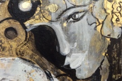 Nr. 780, Acryl / Öl auf Büttenpapier mit Gold Schlagmetall, 17 x 24 cm