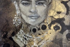 Nr. 781, Acryl / Öl auf Büttenpapier mit Gold Schlagmetall, 17 x 24 cm