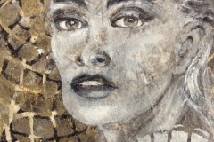 Nr. 767, Acryl / Öl auf Büttenpapier mit Gold Schlagmetall, 17 x 24 cm