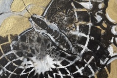 Nr. 773, Acryl / Öl auf Büttenpapier mit Gold Schlagmetall, 17 x 24 cm